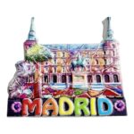 madrid skyline fridge magnet vibrant spanish capital souvenir | royal palace & equestrian statue design | colorful city gift