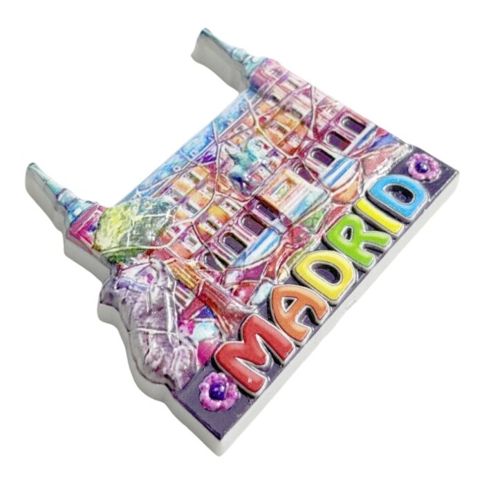 madrid skyline fridge magnet vibrant spanish capital souvenir | royal palace & equestrian statue design | colorful city gift