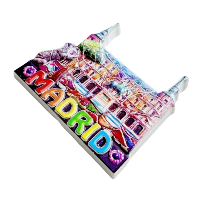 madrid skyline fridge magnet vibrant spanish capital souvenir | royal palace & equestrian statue design | colorful city gift