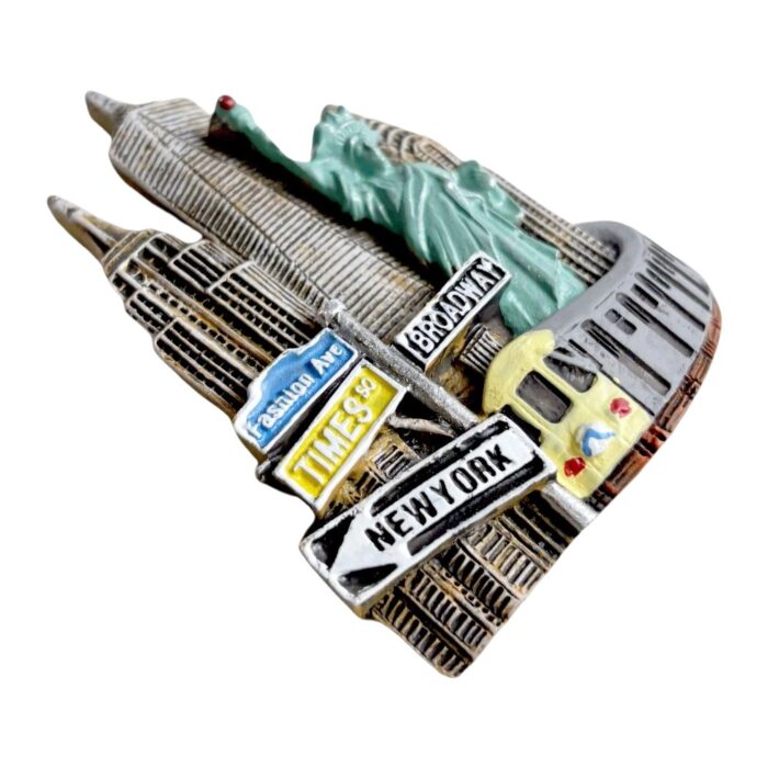 ​​new york city skyline fridge magnet​​ 3d statue of liberty with times square & broadway signs | vibrant nyc landmark collectible | perfect travel souvenir gift