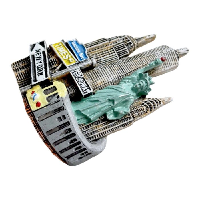 ​​new york city skyline fridge magnet​​ 3d statue of liberty with times square & broadway signs | vibrant nyc landmark collectible | perfect travel souvenir gift